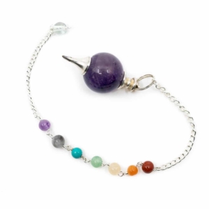 Pendel Edelsteen Ametist Bol met Chakra Kralenketting