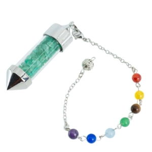 Pendel Edelsteen Groene Aventurijn  met 7 Chakra Kralenketting